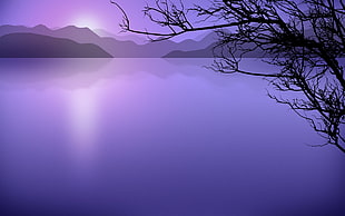 lake, artwork, landscape, render, digital art