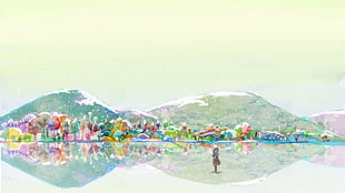 person facing body of water painting, animation, Mushishi, Ginko (Mushishi)