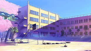 white concrete school building illustration