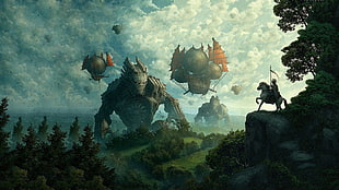 monster wallpaper, fantasy art, robot
