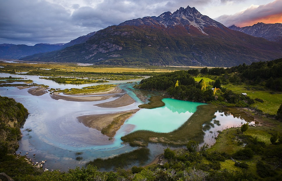 brown and grey mountain, mountains, river, Chile, valley HD wallpaper