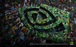 green and black abstract wallpaper, Nvidia, mosaic, digital art HD wallpaper