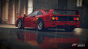 red car Forza game cover, Ferrari, car, Forza Horizon 2, Ferrari F40 HD wallpaper