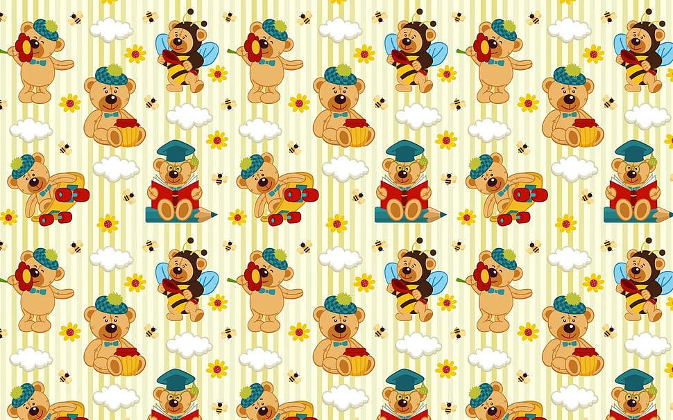 bear printed surface HD wallpaper