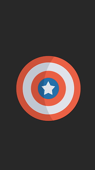 Captain America shield logo, superhero, minimalism, Captain America