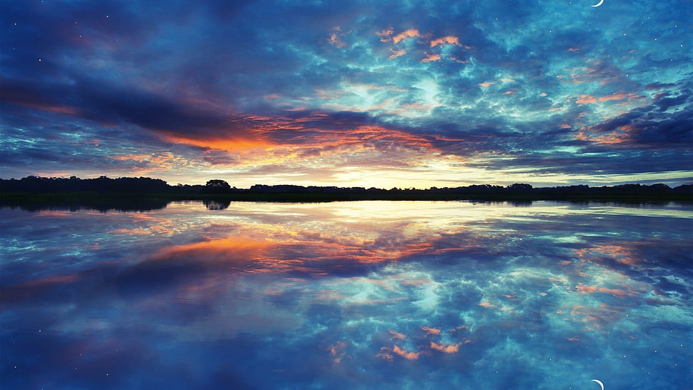 landscape photography of body of water, landscape, lake, clouds, reflection HD wallpaper