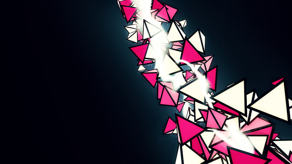 pink and white triangle illustrations HD wallpaper