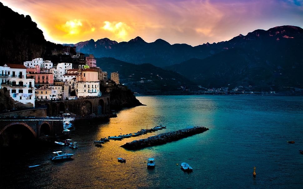white boat, water, Cinque Terre, Amalfi HD wallpaper