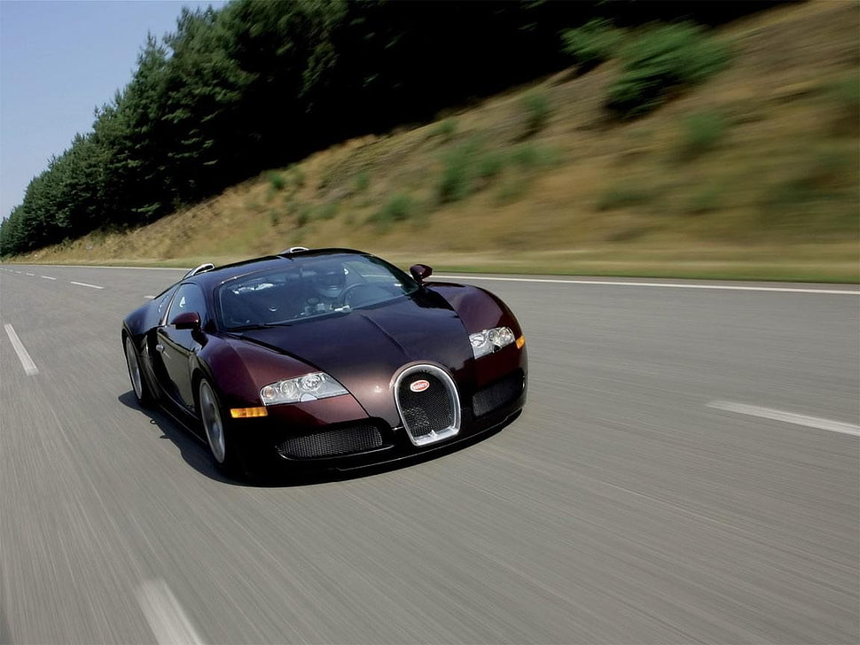 maroon and black Bugatti Veyron coupe, Bugatti Veyron, car HD wallpaper