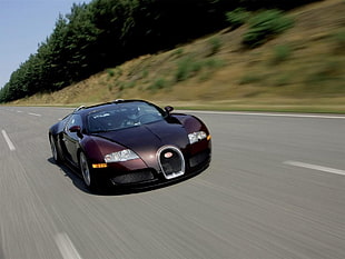 maroon and black Bugatti Veyron coupe, Bugatti Veyron, car
