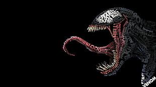Venom illustration, comics, Venom, typographic portraits, Marvel Comics