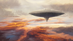 floating gray spaceship digital wallpaper, Star Wars, cloud city, science fiction, Bespin