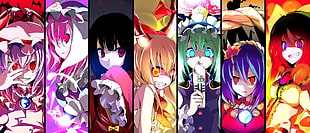 anime wallpaper, Touhou, Remilia Scarlet, Houraisan Kaguya, Ibuki Suika HD wallpaper