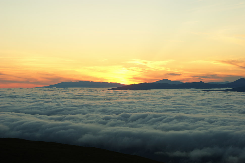 white clouds, Magadan, sunset, Russian HD wallpaper