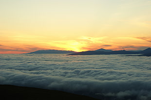 white clouds, Magadan, sunset, Russian
