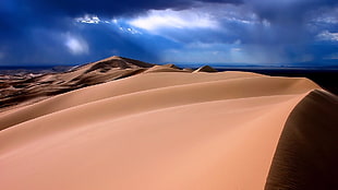 brown desert sand, desert, sky, clouds, nature HD wallpaper