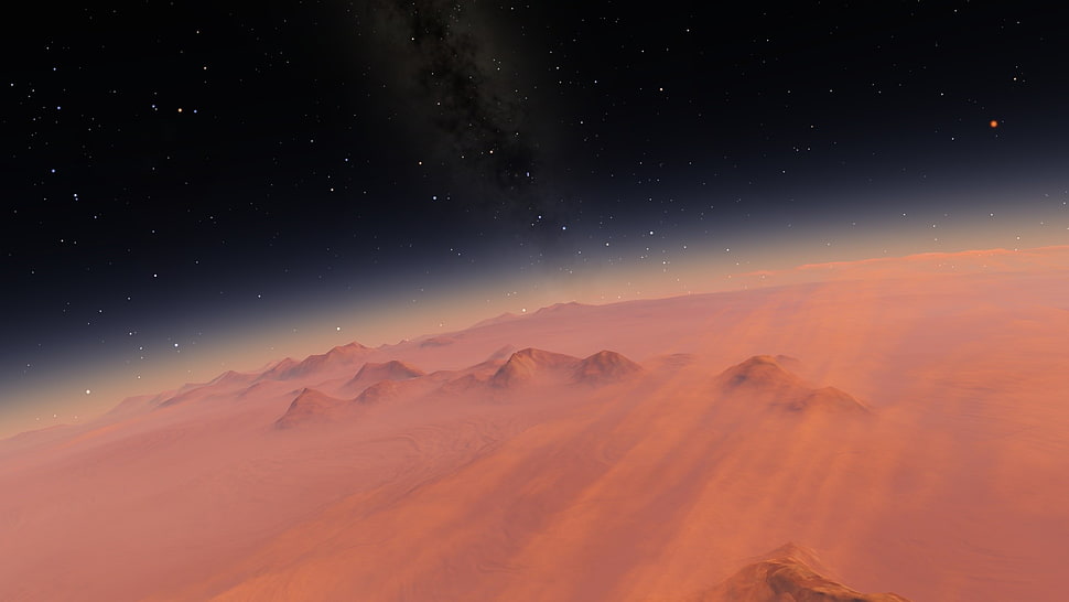 airel photo of orange planet HD wallpaper