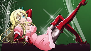 female character in pink dress HD wallpaper