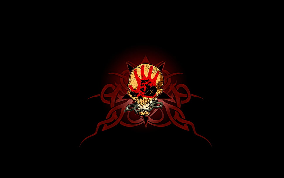 brown and red skull illustration HD wallpaper