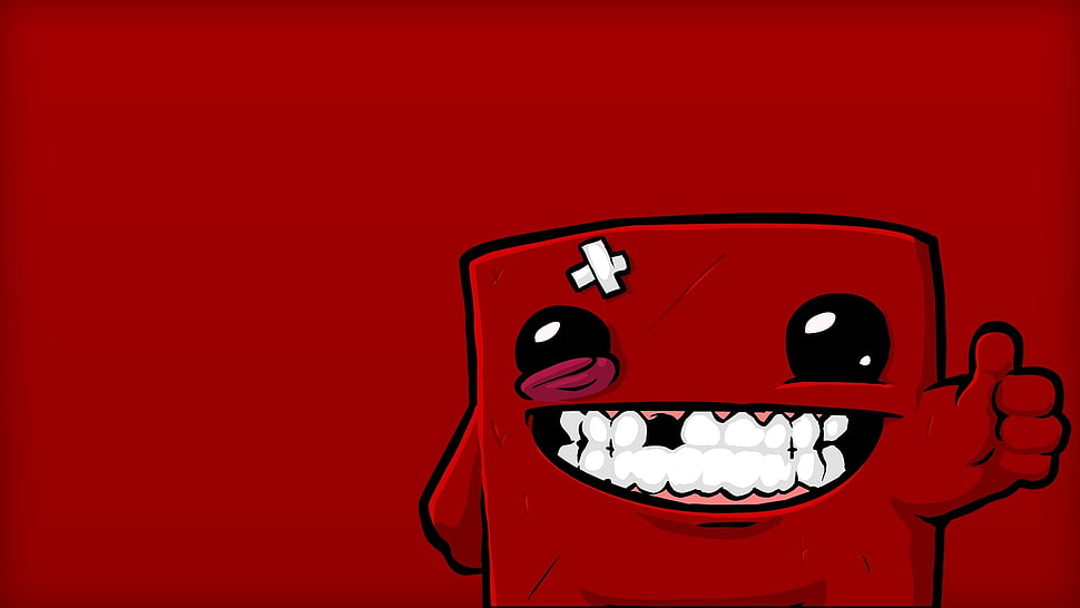 red and white monster illustration showing his teeth HD wallpaper