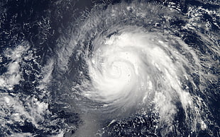 aerial photo of typhoon