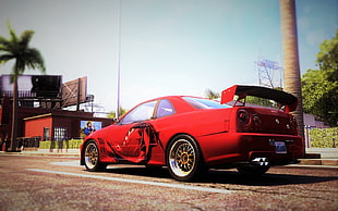 red car, The Crew, car, Nissan Skyline GT-R R34, video games HD wallpaper