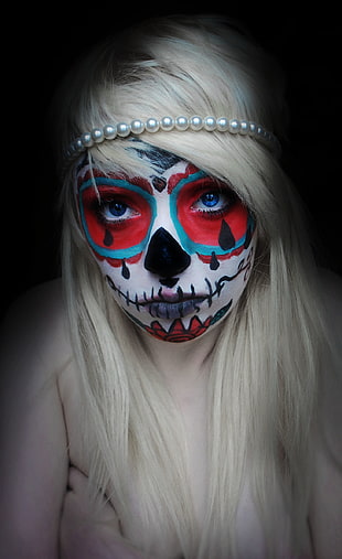 woman in sugar skull makeup photo