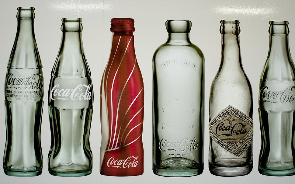 six Coca-Cola glass bottles HD wallpaper