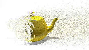 gold-colored teapot illustration HD wallpaper