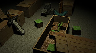 rectangular black wooden coffee table, Minecraft, video games