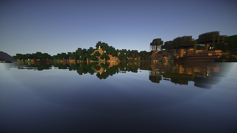 brown concrete building, Minecraft, Sun, Moon, lava HD wallpaper