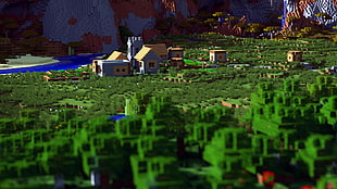 minecraft game illustration, Minecraft, video games, village, villages