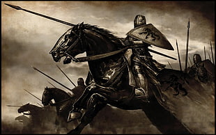man riding horse sketcg, Mount and Blade, warrior, war, video games