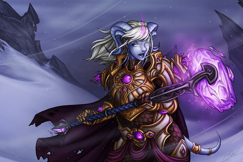 female in armor anime character, fantasy art, artwork,  World of Warcraft, Yrel HD wallpaper