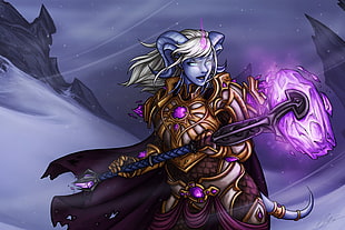 female in armor anime character, fantasy art, artwork,  World of Warcraft, Yrel