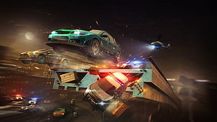green and black RC car, Need for Speed: No Limits, video games, city, Subaru Impreza WRX STi HD wallpaper