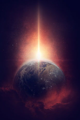 Earth with Supernova explosion