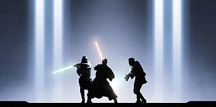Star Wars fighting silhoutte, Star Wars: The Phantom Menace, movies, Jedi, Sith HD wallpaper