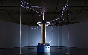 brown and gray plasma lamp, electricity, science, Tesla coil