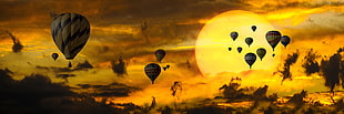 silhouette of air balloons HD wallpaper