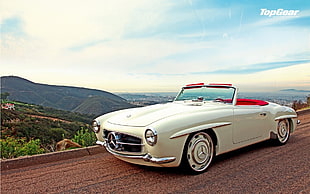 white Mercedes-Benz classic convertible coupe