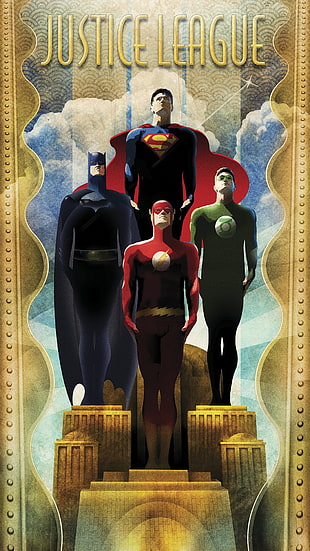 Justice League poster, Justice League, men, Batman logo, Superman