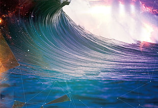 ocean wave illustration, nature, waves, abstract