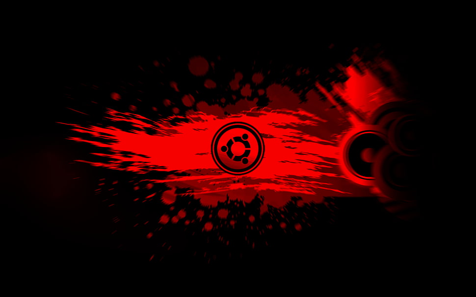 red and black digital wallapper, red, Ubuntu, Linux HD wallpaper