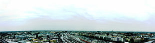 assorted buildings, city, highway, multiple display