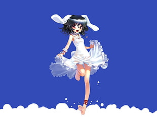 female girl in white dress anime character HD wallpaper