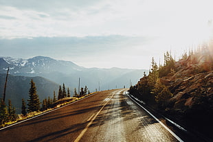 road near mountain panoramic photography