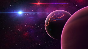 space craft near planets digital wallpaper