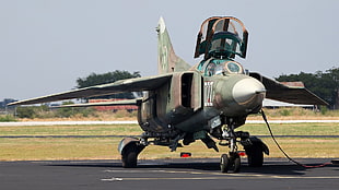 green and white aircraft, MiG-23, aircraft, military aircraft, vehicle HD wallpaper