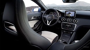 black car interior, Mercedes  A-Class, car, vehicle, car interior